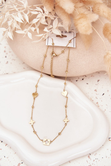 Collier couleur or avec pendentifs en acier inoxydable 2