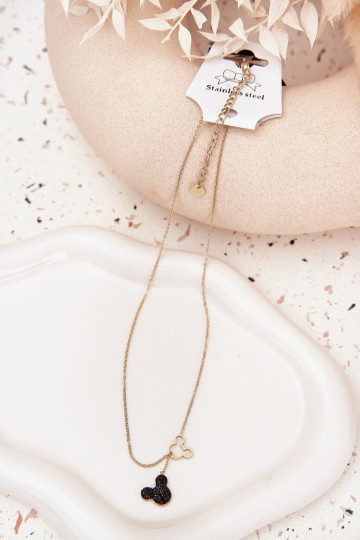Chaîne en acier inoxydable couleur or avec pendentif Mickey Mouse