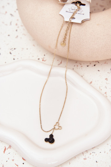 Chaîne en acier inoxydable couleur or avec pendentif Mickey Mouse 2