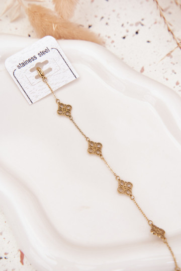 Bracelet en acier inoxydable couleur or avec pendentifs 2