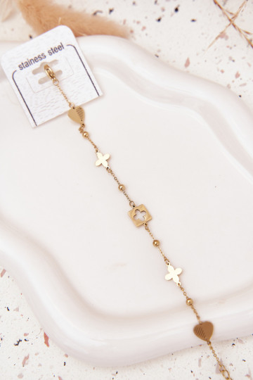 Bracelet en acier inoxydable couleur or avec pendentifs 2