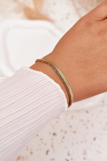 Bracelet double en acier inoxydable couleur or