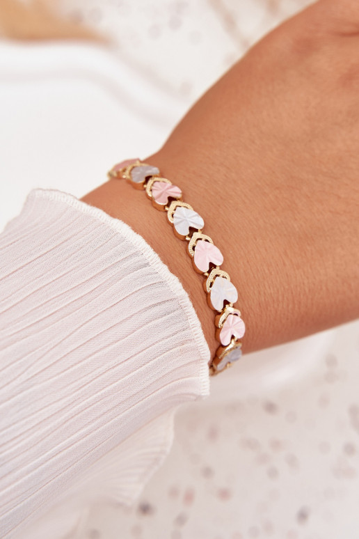 Un bracelet FémininKoloroÀymi Cœursmi Stal Chirurgiczna couleur dorée