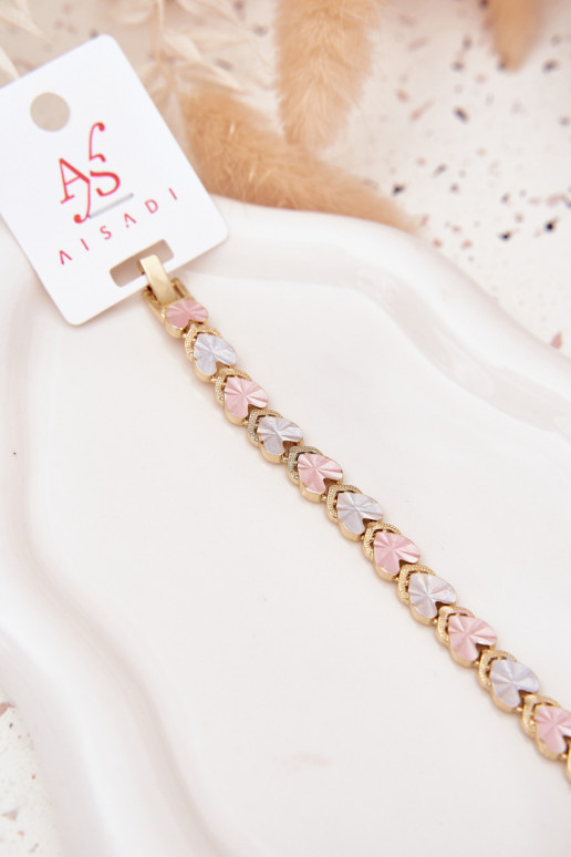 Un bracelet FémininKoloroÀymi Cœursmi Stal Chirurgiczna couleur dorée