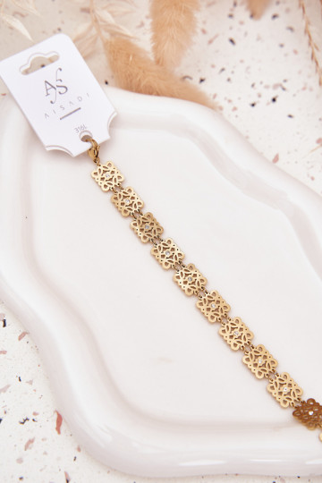 Bracelet femme ajustable avec des pierres scintillantes en acier chirurgical couleur or 2