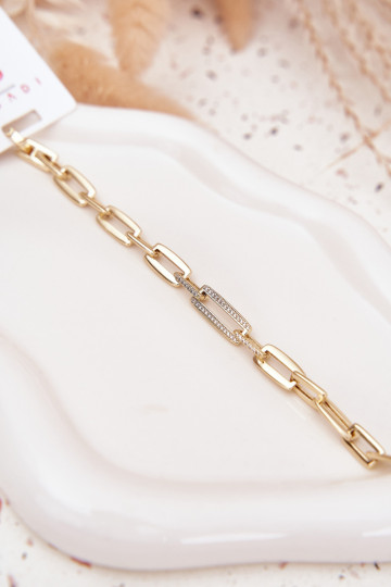 Bracelet femme avec des chaînes en acier chirurgical couleur or 2