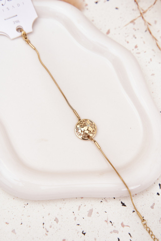 Un bracelet Féminin Avec pendentif Kółkoavec des motifs florauxuszkami couleur dorée