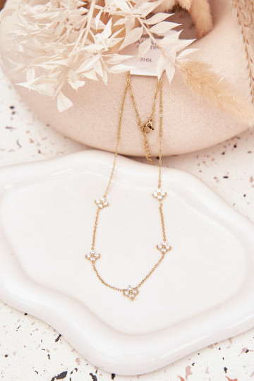 Collier femme avec motifs floraux en acier chirurgical couleur or 2