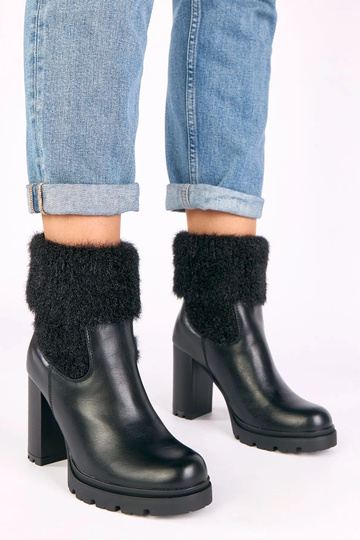 Bottes noires à talon avec tige décorée Randy