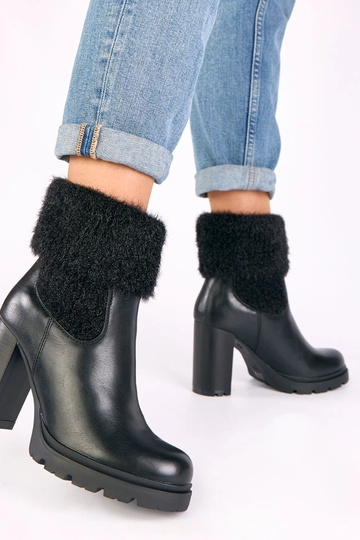 Bottes noires à talon avec tige décorée Randy 2