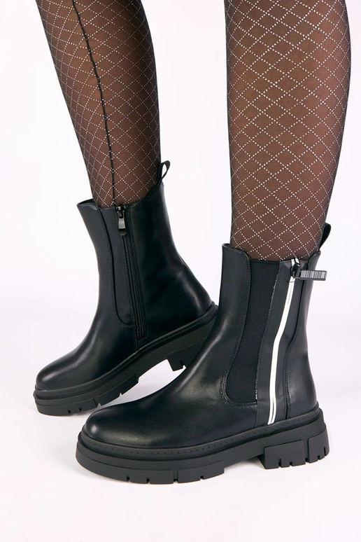 Bottes noires à plateforme avec...