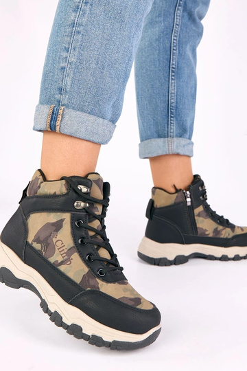 Bottines noires à plateforme avec motif camouflage Louie 2