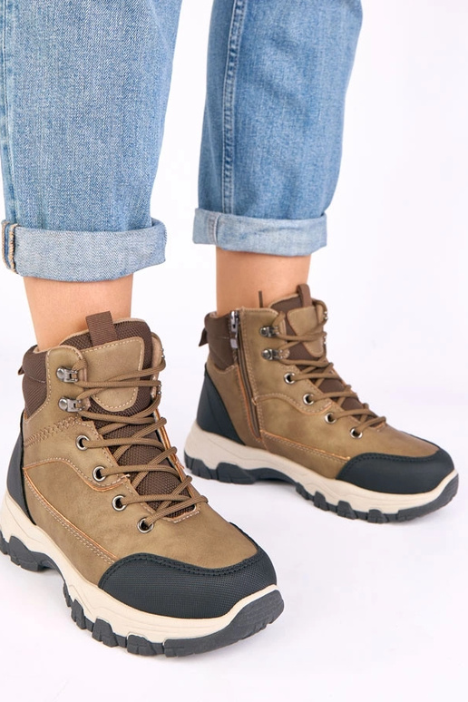 Bottines beige foncé à plateforme Briana