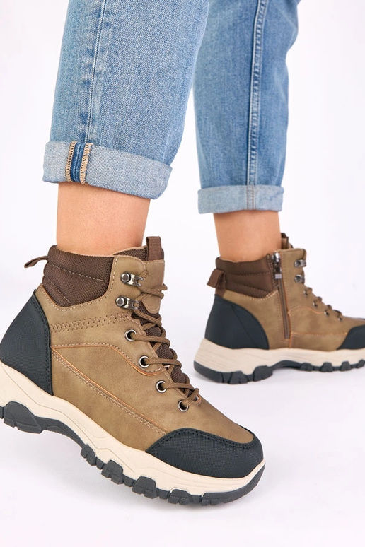 Bottines beige foncé à plateforme Briana