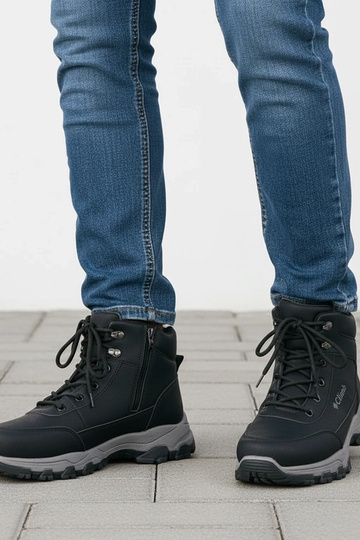 Bottines noires pour hommes doublées à semelle surélevée Pedro