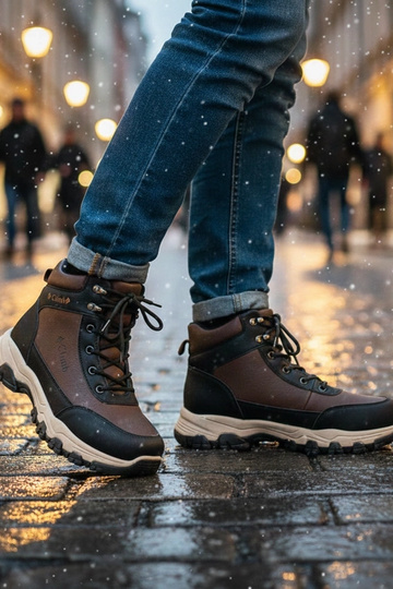 Bottines brunes pour hommes doublées à semelle surélevée Pedro