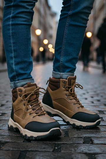 Bottines beige foncé pour...