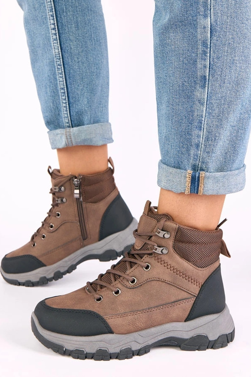 Bottines brunes à plateforme Briana