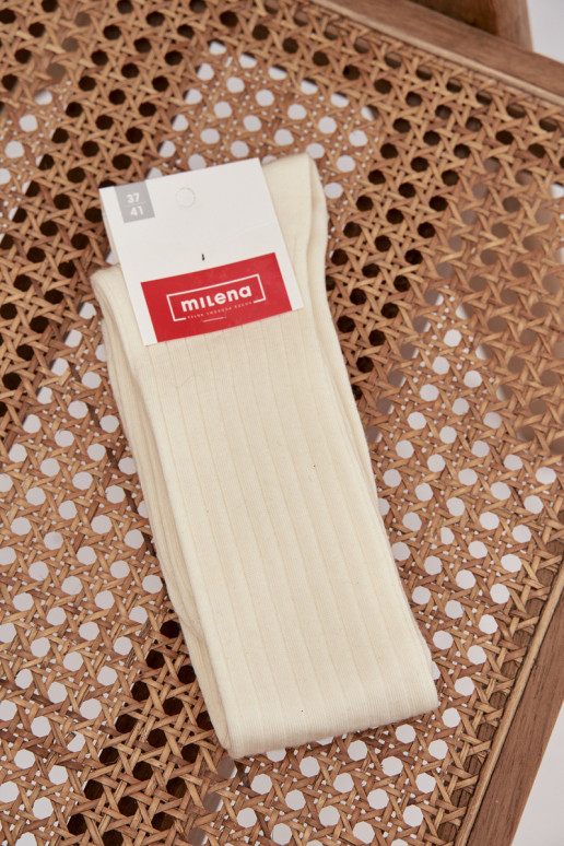 Chaussettes longues en laine mérinos couleur ivoire