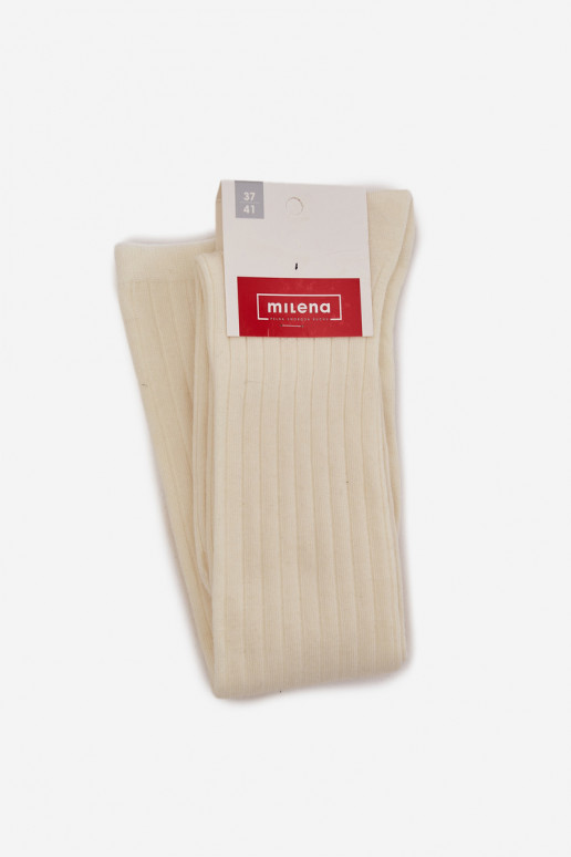 Chaussettes longues en laine mérinos couleur ivoire