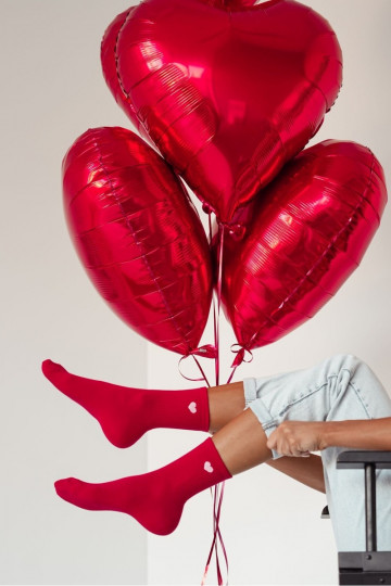 Chaussettes pour femmes « Drobne Serduszko » couleur rouge