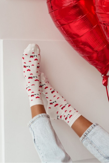 Chaussettes pour femmes « Love » couleur ivoire