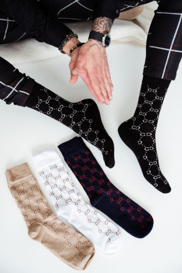 À motifs Chaussettes pour hommes CC couleur noire