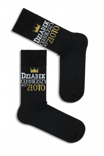 Chaussettes pour hommes Dziadek Cenniejszy Niż or et noir