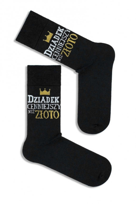 Chaussettes pour hommes Dziadek Cenniejszy Niż or et noir