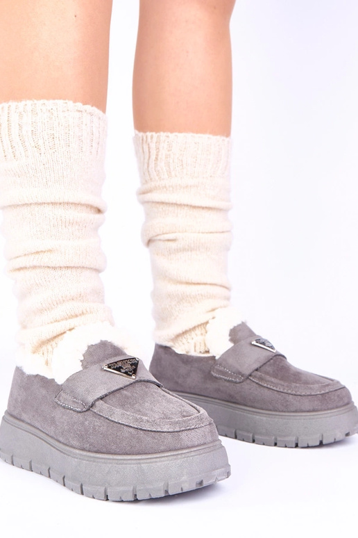 Mocassins gris à plateforme avec...