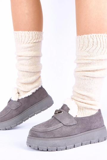 Mocassins gris à plateforme... 2