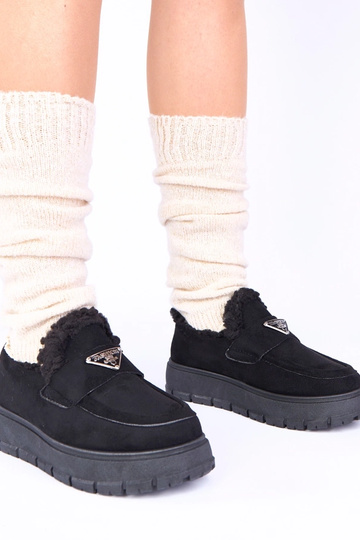 Mocassins noirs à plateforme avec fourrure Kirby