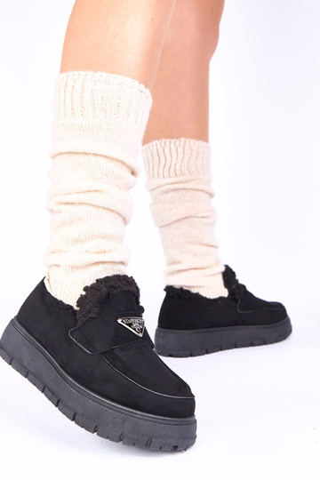 Mocassins noirs à plateforme avec fourrure Kirby 2