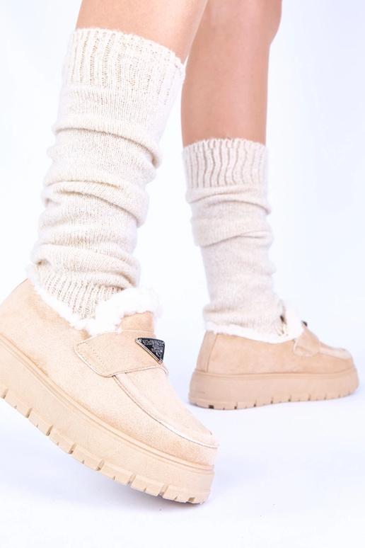 Mocassins beiges à plateforme avec...