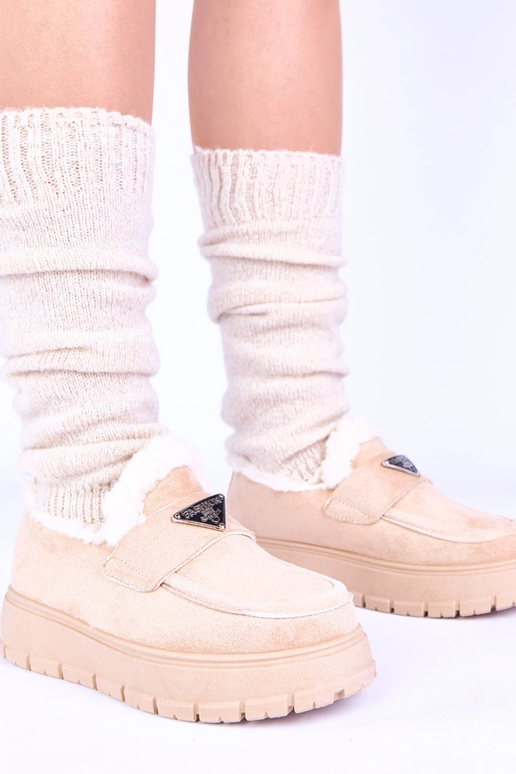 Mocassins beiges à plateforme avec...