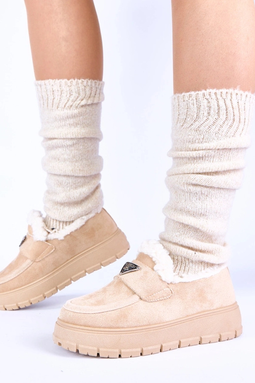 Mocassins beiges à plateforme avec...