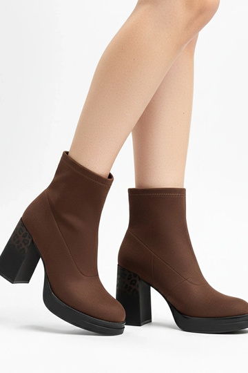 Bottines marron à talon avec motif léopard Delora 2