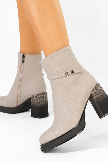 Bottines grises à talon avec motif léopard Brenna