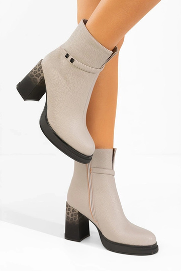 Bottines grises à talon avec motif léopard Brenna 2