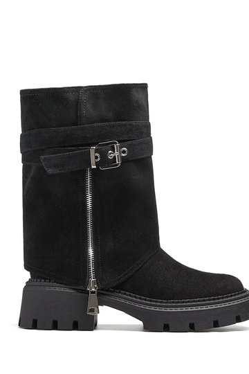 Bottines noires avec tige amovible et zip décoratif Edna