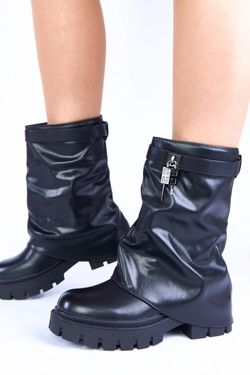 Bottes noires à plateforme et coude retourné Kisanet