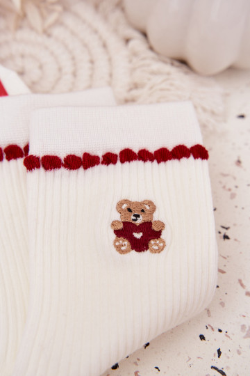 Chaussettes de Noël pour femmes Avec l ours couleur blanche