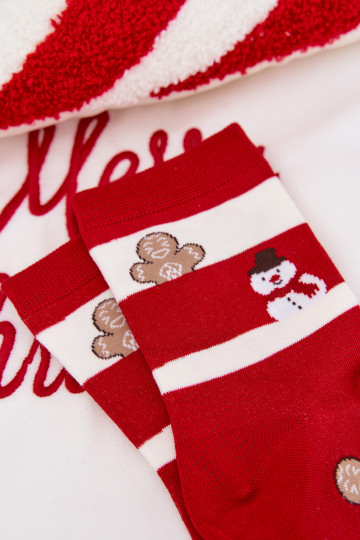 Chaussettes de Noël pour femmes rayées rouge et blanc