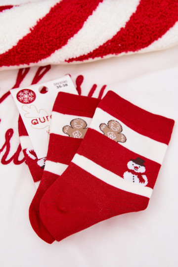 Chaussettes de Noël pour femmes rayées rouge et blanc 2