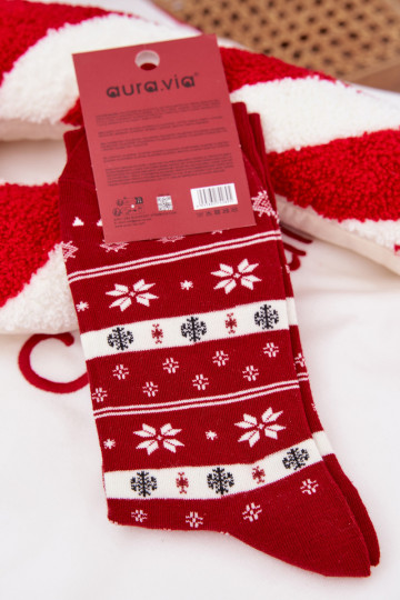 Chaussettes de Noël pour hommes rouges avec renard en pull 2