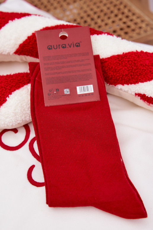 Skarpety Mâle Noël Avec le Père Noël Merry Christmas couleur rouge