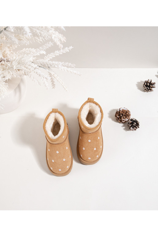 Bottes de neige Puéril Ozdobione avec des motifs florauxuszkami marron Gracina