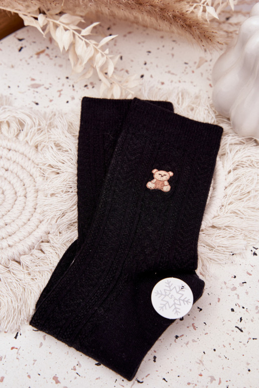 chaud Chaussettes Féminin Avec Vilna Nounours couleur noire