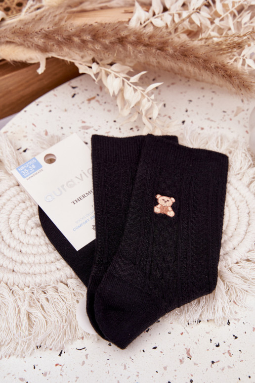 chaud Chaussettes Féminin Avec Vilna Nounours couleur noire