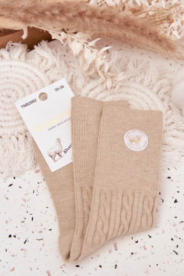 Długie DANSełniane Chaussettes Féminin beige 2
